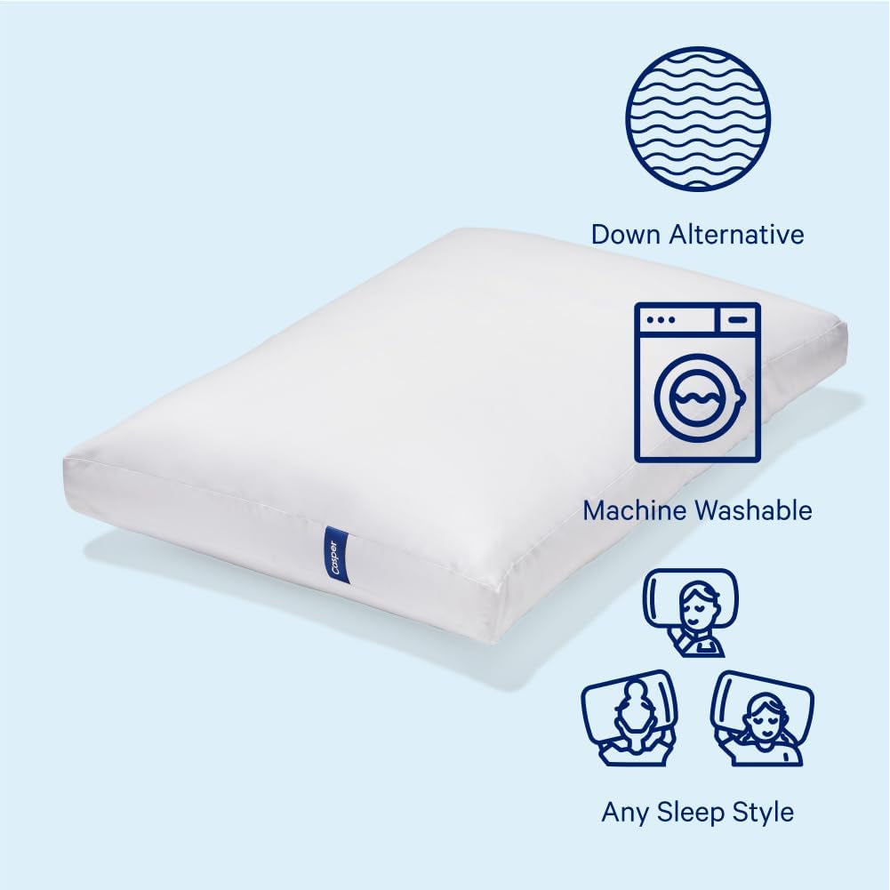 Casper Sleep Essential Pillow per dormire, King, White Naty Shop Cuscini standard