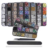 EBANKU Nail Art Strass Kit Multi Design Zubehör Mit 1 Pinzetten 1 Stück Wachsstifte Deko Diamondn Kristalle Perlen Edelsteine ​​​​Bunt Pferdeaugen Strass Metall Nieten Für Nagel DIY (1 Stück (10Er Pack))