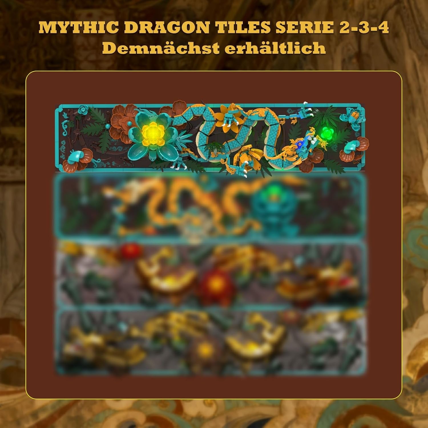 Kit di costruzione di piastrelle del mitico drago per adulti, giocattolo da costruzione 3D Divine Loong Art con luci a LED e fiori, kit di modelli in rilievo di draghi fai da te, regali creativi e decorazioni (1676 pezzi)