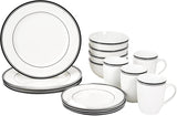 Servizio da tavola da 16 pezzi Amazon Basics Coffee con bordo nero per 4 persone