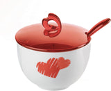 Guzzini - Love, zuccheriera con cucchiaino - rosso trasparente, 12,6 x 12,6 x h9,8 cm | 200cc-11470065