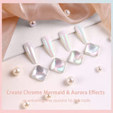 Chrom Nagel Pulver 4 colori irisierendes Aurora Pulver Metallic Spiegel Effekt Pigment Pearlescent Meerjungfrau Glitter Einhorn Glitter per smalto gel Nail Art Dekoration-Purpurgrüner Jadeit