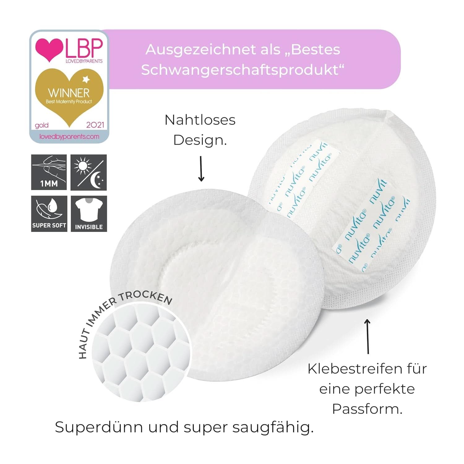 Nuvita 1202 - Assorbenti per allattamento diurno e notturno Accessori Alimentazione e Allattamento Bebe Naty Shop