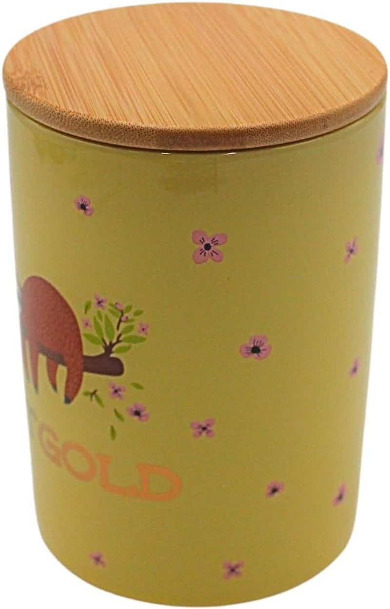 Dekohelden24 Elegante scatola portaoggetti in ceramica/caffè/alimenti freschi/biscotti Hüftgold. Il motivo: pigro. Dimensioni: H/Ø 15,6 x 11 cm. Scatole per la conservazione degli alimenti Naty Shop
