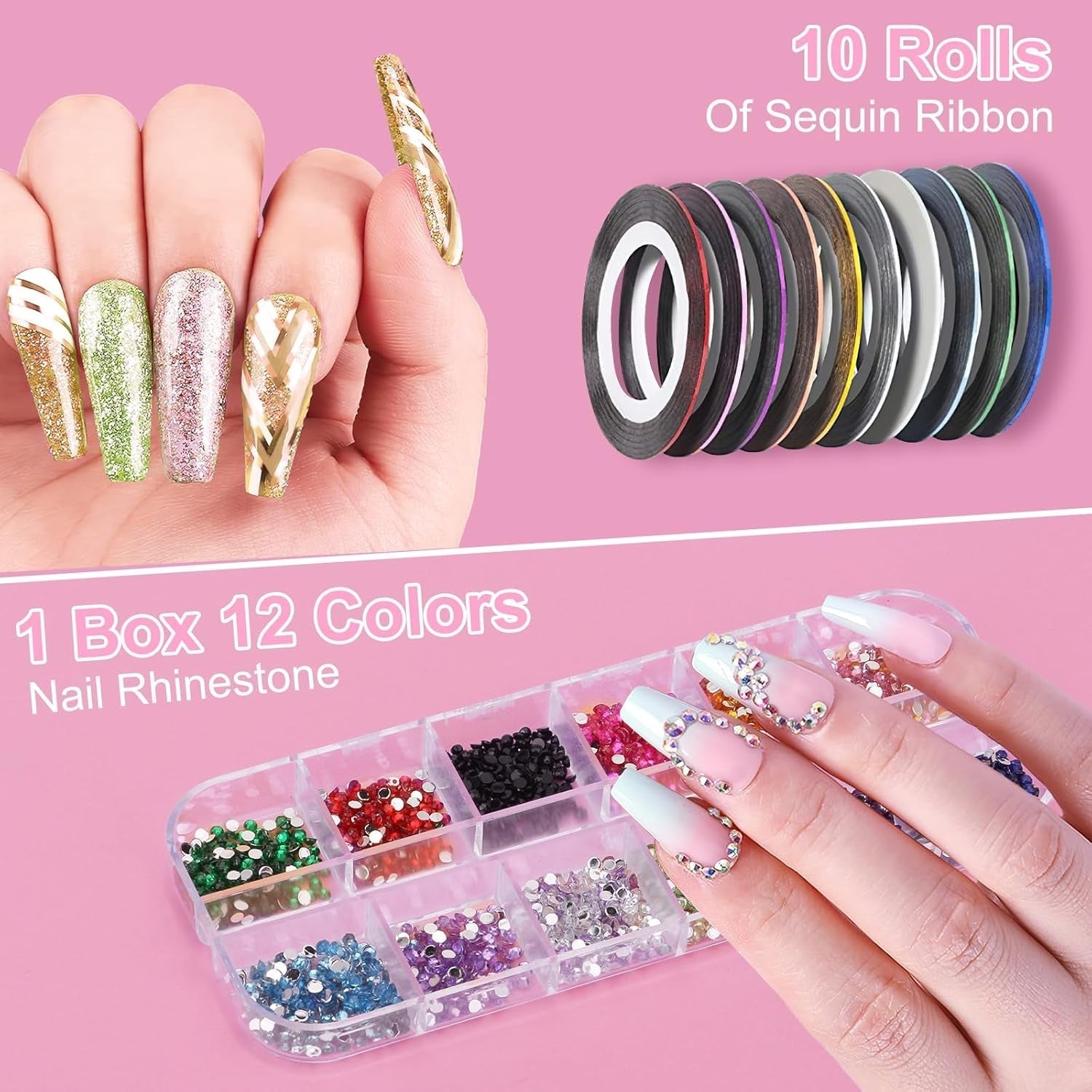 53 Blätter Nagelsticker, Set di pinsel e decorazioni per nail art, 15 pinsel, 5 penne a pois, Strasssteine, Blattgold Für Nagelkunst, Nagel Pailletten, Nagelkunstwerkzeuge e Dekorationssets