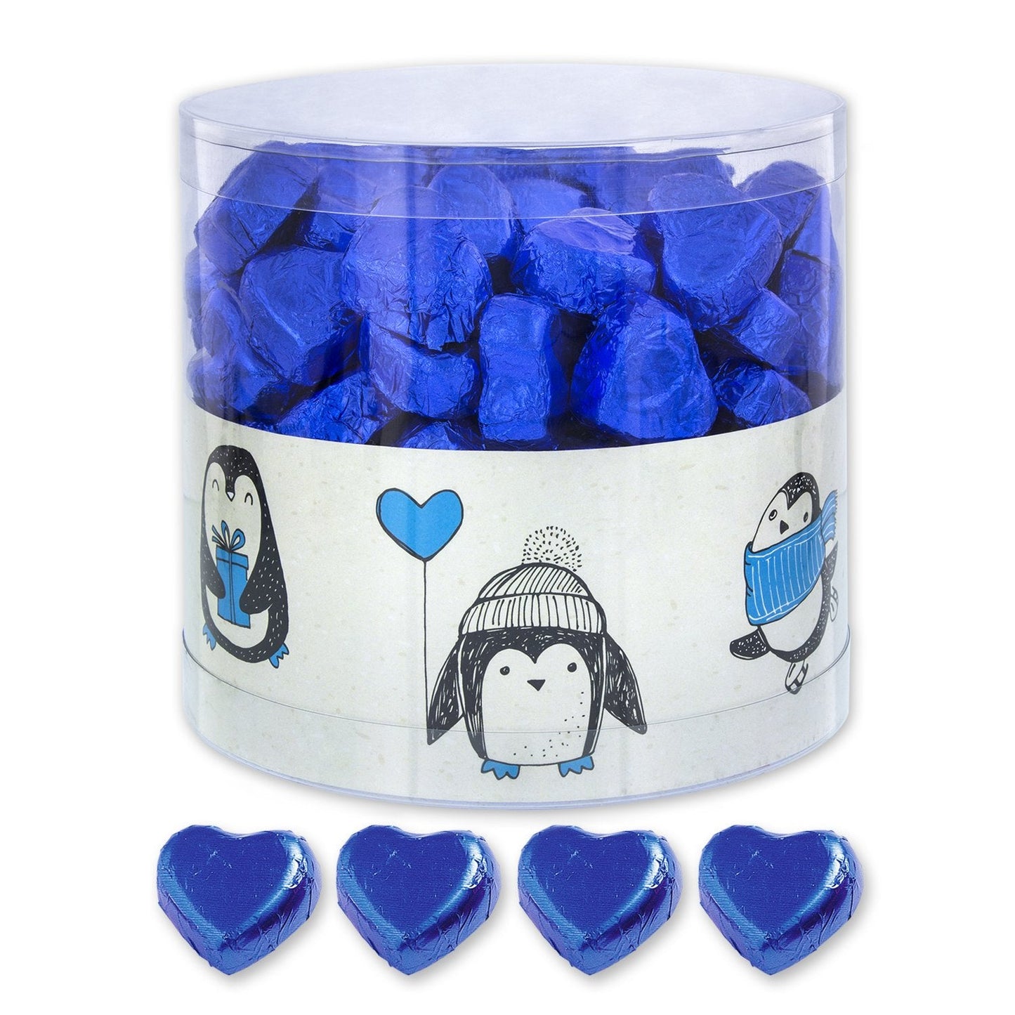 Günthart 150 Cuori Di Cioccolato Blu Ripieni Di Torrone | Pinguini con Crema di Torrone | Cuori di pinguino di cioccolato blu | Concorso | Cuori Di Cioccolato Blu | Pinguino (1,2 kg)