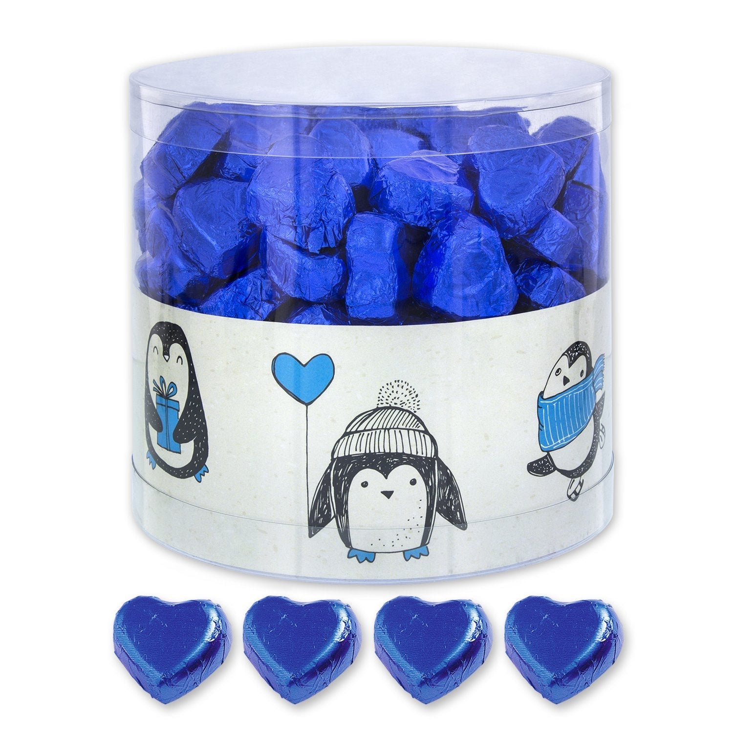 Günthart 150 Cuori Di Cioccolato Blu Ripieni Di Torrone | Pinguini con Crema di Torrone | Cuori di pinguino di cioccolato blu | Concorso | Cuori Di Cioccolato Blu | Pinguino (1,2 kg)