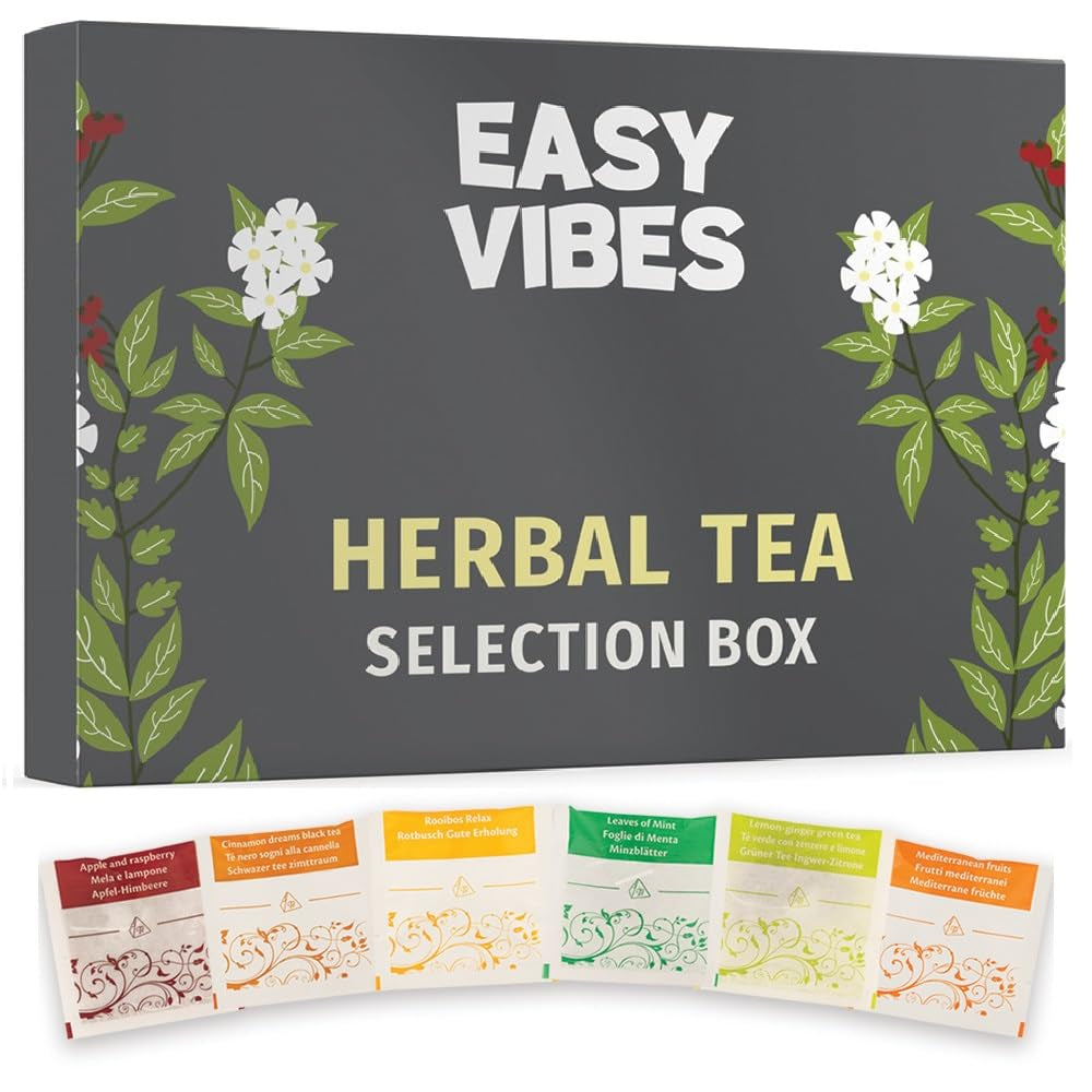 - Confezione regalo | Box con selezione di tisane | 24 bustine - Filtro piramidale | 6 gusti | Idee regalo per lei e per lui