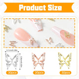 80 pz ciondoli per unghie farfalla 3D farfalla in lega oro argento glitter decorazioni per unghie accessori per gioielli per unghie manicure fai da te per le donne