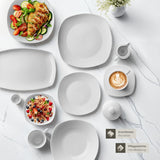 tectake® Servizio Piatti per 12 Persone, Servizio Piatti in Porcellana da 100 Pezzi, Compresi 12 Piatti, 12 Piatti Dessert, 12 Piatti Piani, 12 Tazze, 12 Ciotole per Cereali, Insalatiera, Lattiera, Zuccheriera