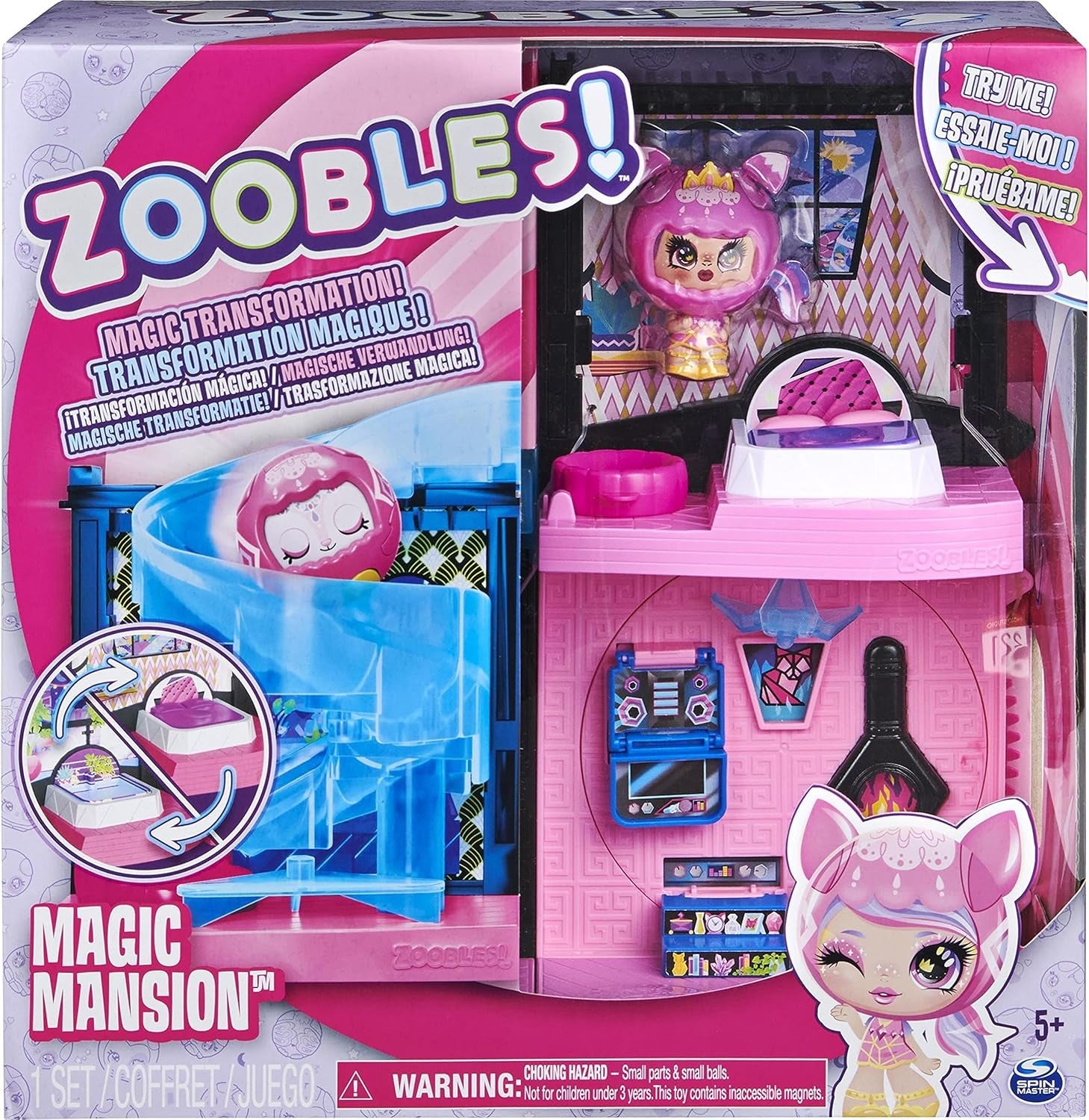 Zoobles Magic Mansion Casa da sogno trasformabile di 6 stanze, scivolo e accessori