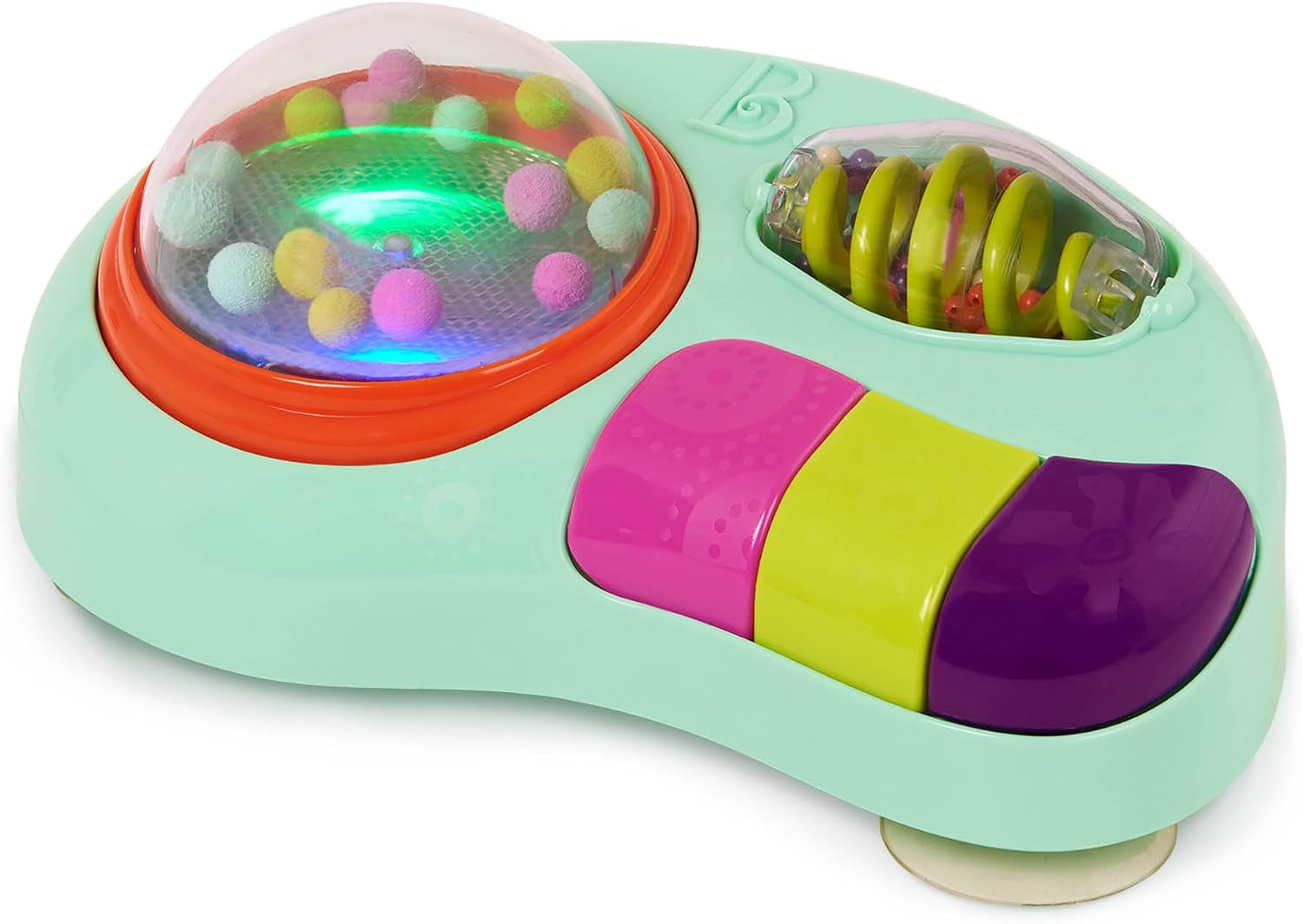 B. giocattoli - Gioco seggiolone per bambini - Gioco a ventosa con musica, luci, suoni - Gioco sensoriale - Gioco per bambini con attività motoria - da 6 mesi - Whirly Pop Bebe Naty Shop Gioco educativo con ventose