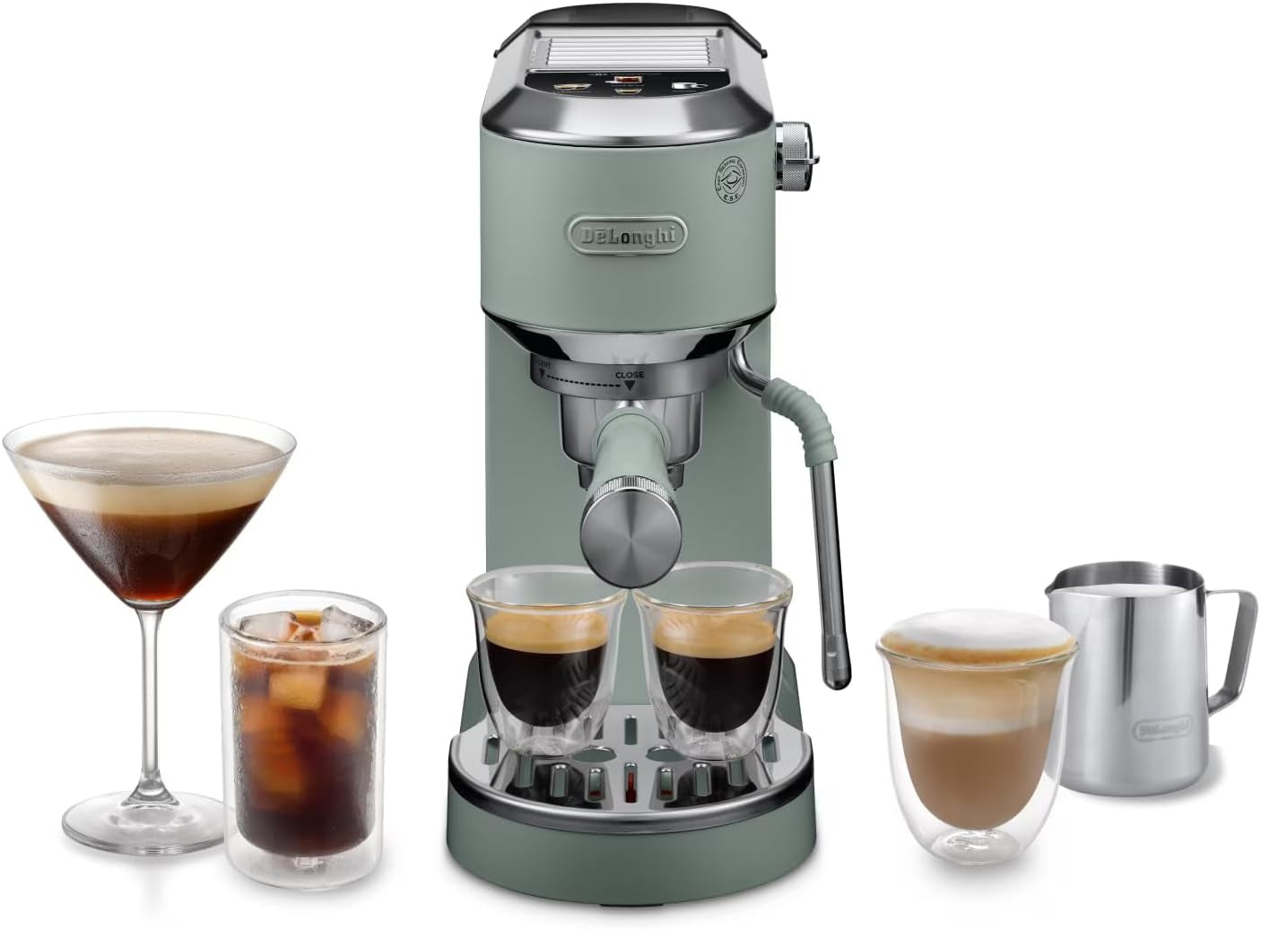 De'Longhi Dedica Style EC 685.B – Macchina per caffè espresso con portafiltro, macchina per caffè espresso con montalatte professionale, larga solo 15 cm, per caffè macinato o capsule ESE, serbatoio acqua 1 l, nera
