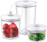 Caso VacuBoxx E-Set - 4 contenitori sottovuoto quadrati estremamente stabili e set di contenitori sottovuoto, contenitori infrangibili e lavabili in lavastoviglie, 3 contenitori sottovuoto per alimenti e liquidi sensibili alla pressione Contenitori per alimenti Naty Shop