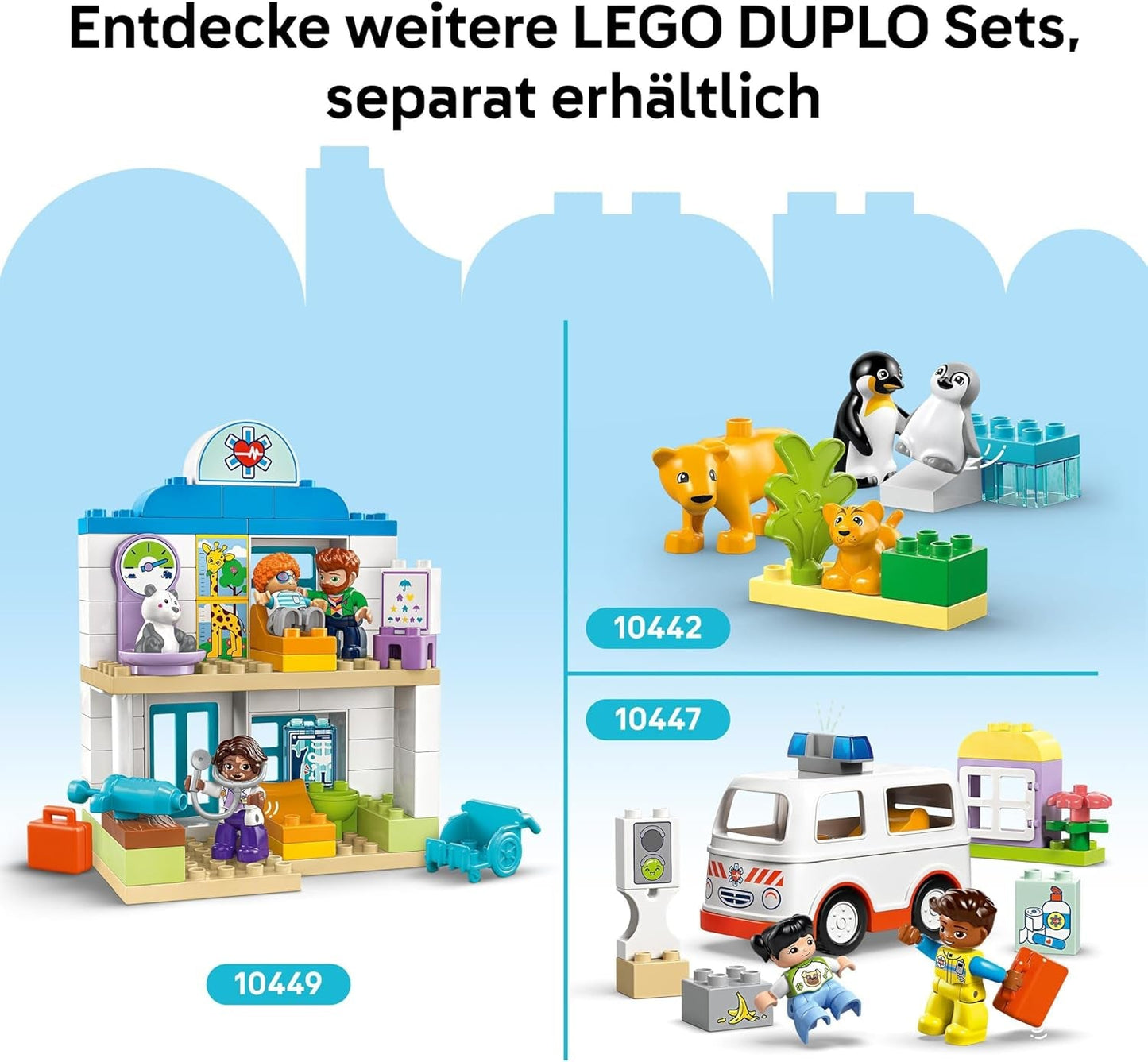 LEGO DUPLO Town Wild Animal Families Set 3 in 1, Giocattolo educativo per bambini con tartarughe, tigri, elefanti, cervi, panda, Set per bambini in età prescolare a partire da 2 anni, Giocattolo da costruzione con personaggi di animali 10446 Set da costruzione Beuche den LEGO-Store