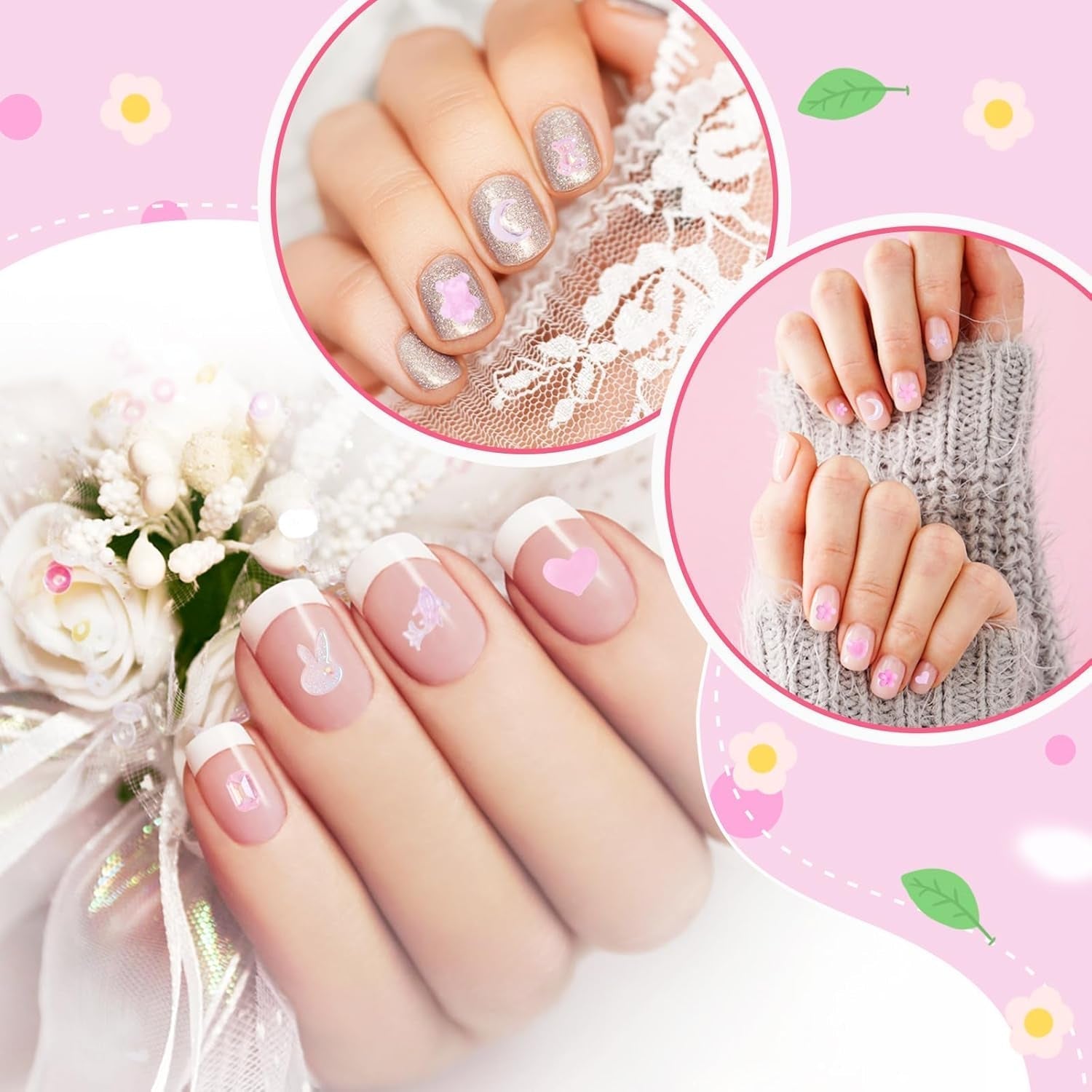 100 pz Ciondoli per unghie con fiocco Y2K 3D Resina Fiore Camelia Ciondoli per unghie Kawaii Strass Decorazioni per nail art, Modelli, Accessori artigianali fai-da-te (Rosa)