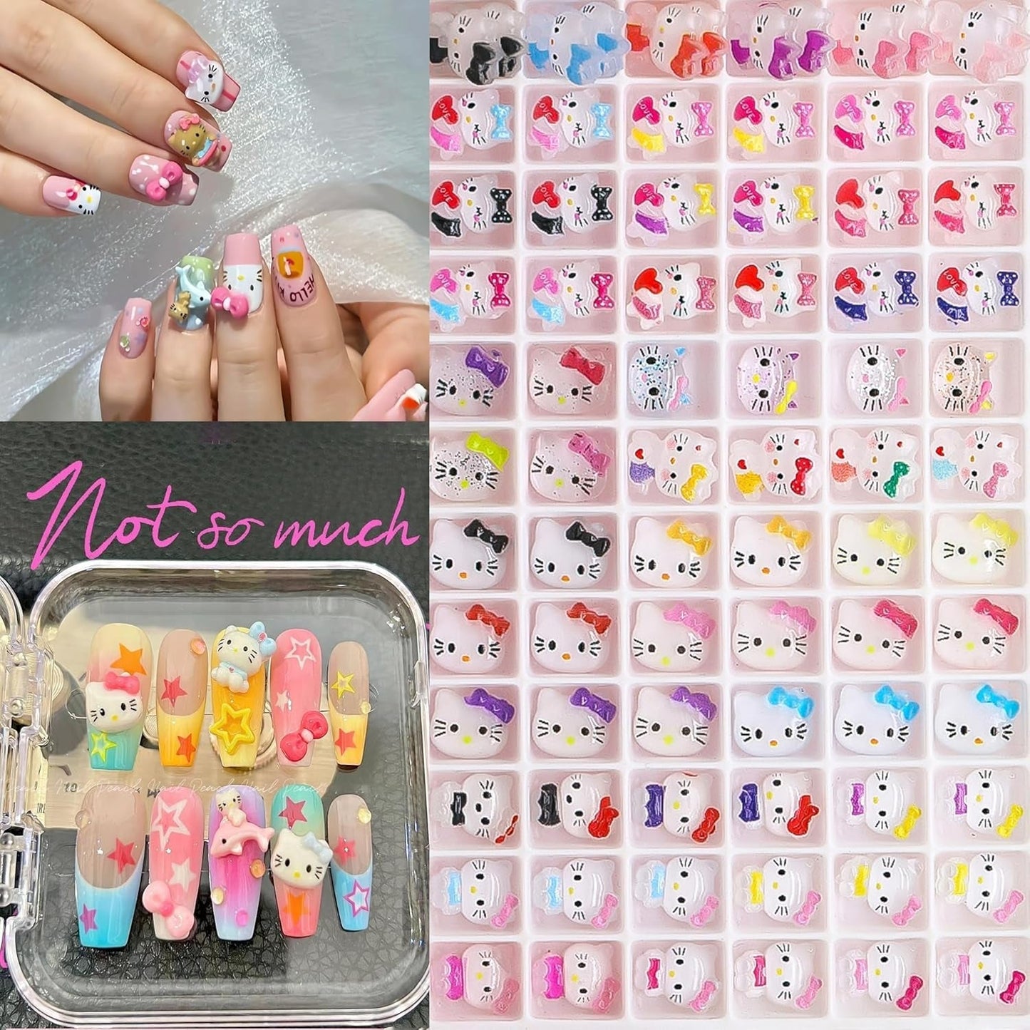 Adesivi per unghie gatto 3D, glitter per unghie, paillettes, adesivi per unghie in resina, gemme per unghie, diamanti per nail art, incluso bastoncino di cera per unghie con strass (Gatto colorato)