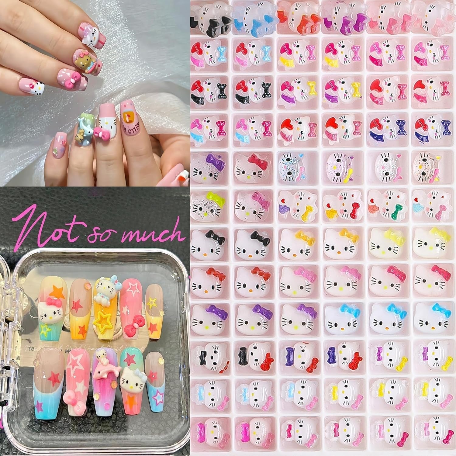 Adesivi per unghie gatto 3D, glitter per unghie, paillettes, adesivi per unghie in resina, gemme per unghie, diamanti per nail art, incluso bastoncino di cera per unghie con strass (Gatto colorato)