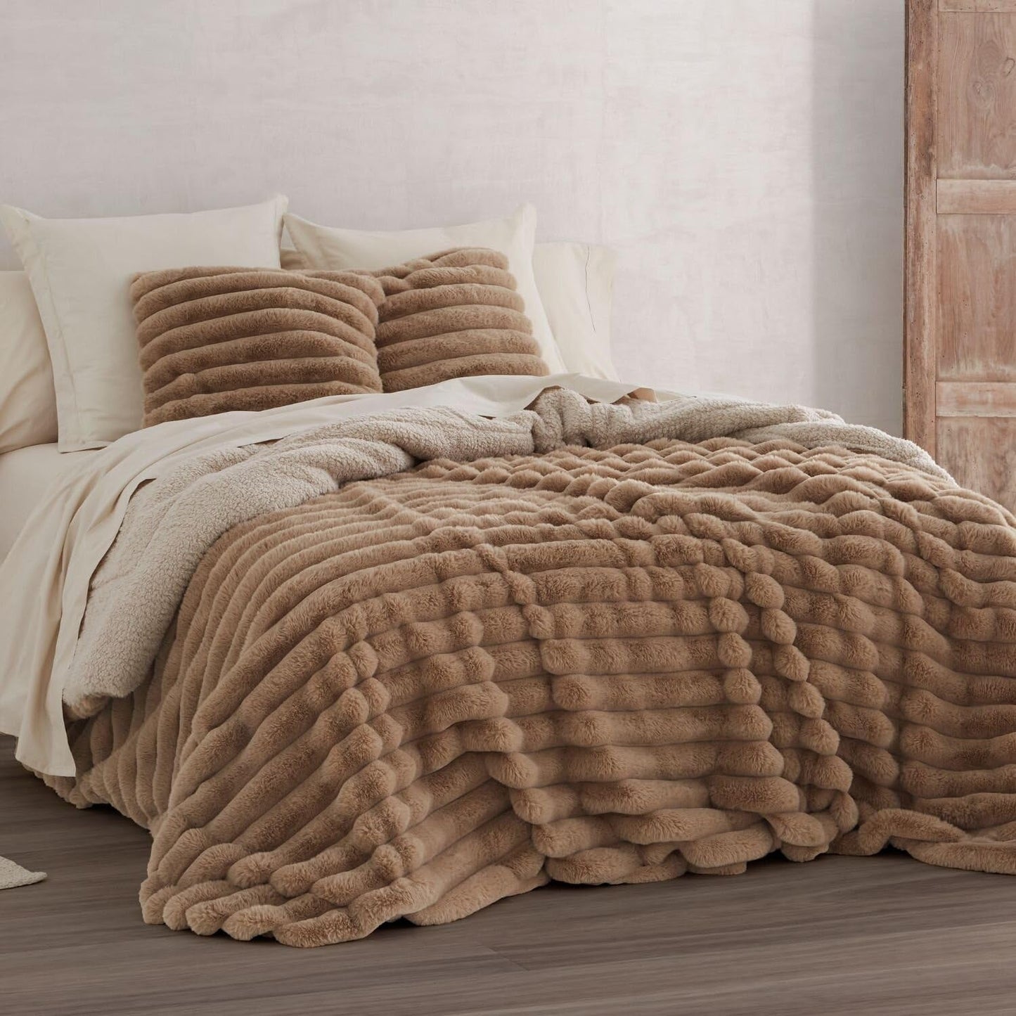 Trapunta invernale Ancho in finta pelle di agnello color crema 135 cm Trapunte e Trapunte Naty Shop Cammello Ancho 150 A 160 cm