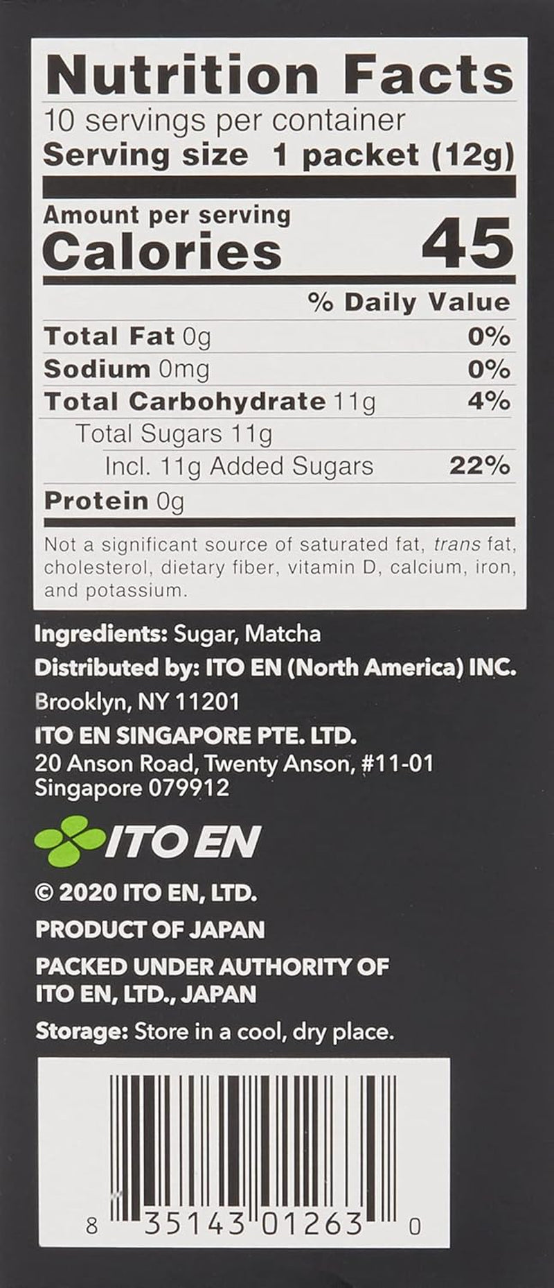 ITO EN Matcha Istantaneo in Polvere – Polvere di tè Matcha zuccherato in bustine da 12g (10 pezzi per confezione) – 1 x 120g (2 confezioni)