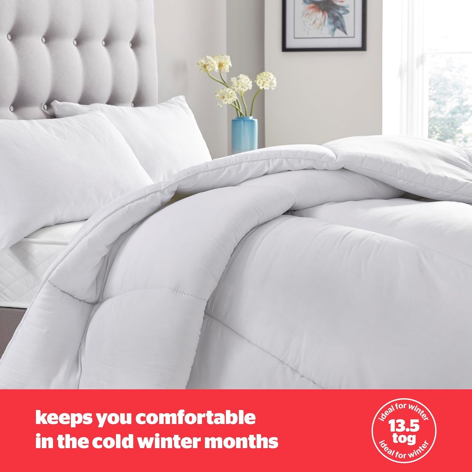 Piumino elasticizzato Silentnight, 13,5 tog, king size, tessuto misto cotone, bianco, king size Piumini e trapunte Naty Shop