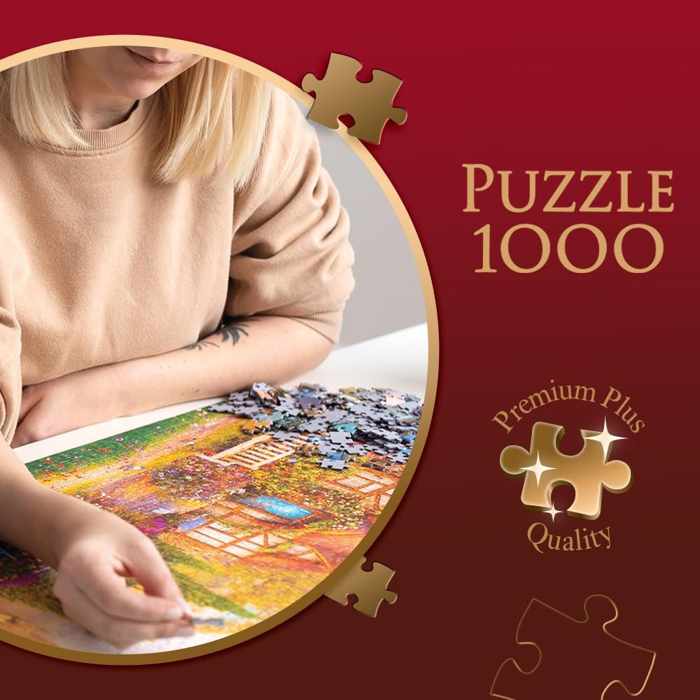 Trefl Premium plus Quality - Puzzle Tea Time: Case Stoney Lane - 1000 pezzi, Serie di immagini dipinte nostalgiche, Abbinamento ideale dei pezzi, Per adulti e bambini dai 12 anni Puzzle Naty Shop