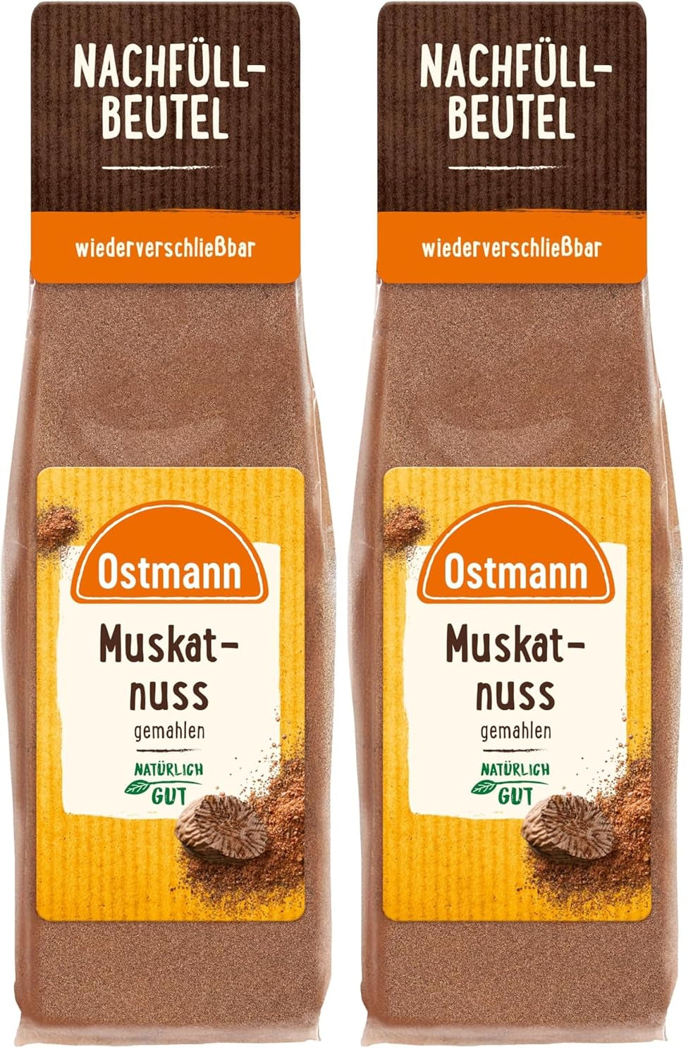 Ostmann Gewürze - Muskatnuss gemahlen | Ideale per insaporire piatti a base di patate Zum Nachfüllen der Streudose | 50 g resealable bag