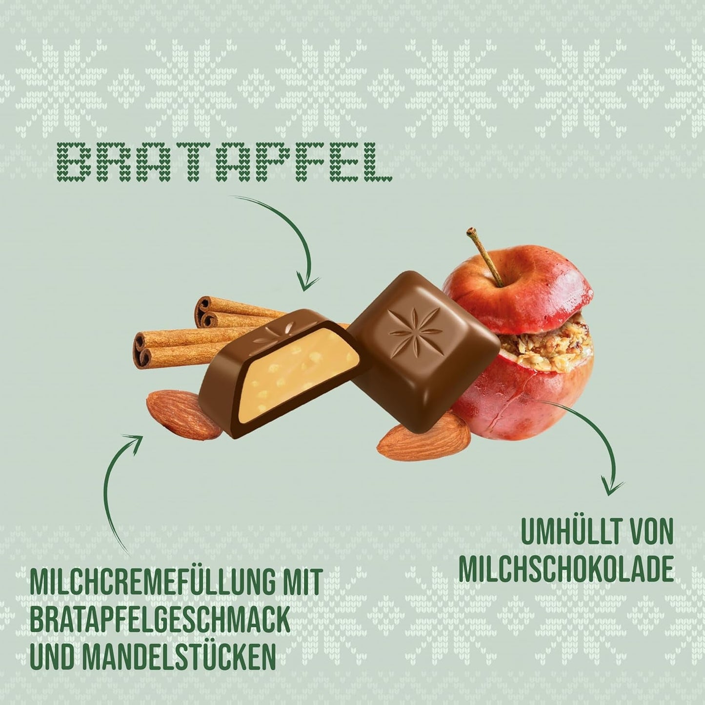 Schogetten Edizione invernale con mele mature I Tavoletta di cioccolato 100g I con cioccolato al latte e in comodi pezzi singoli