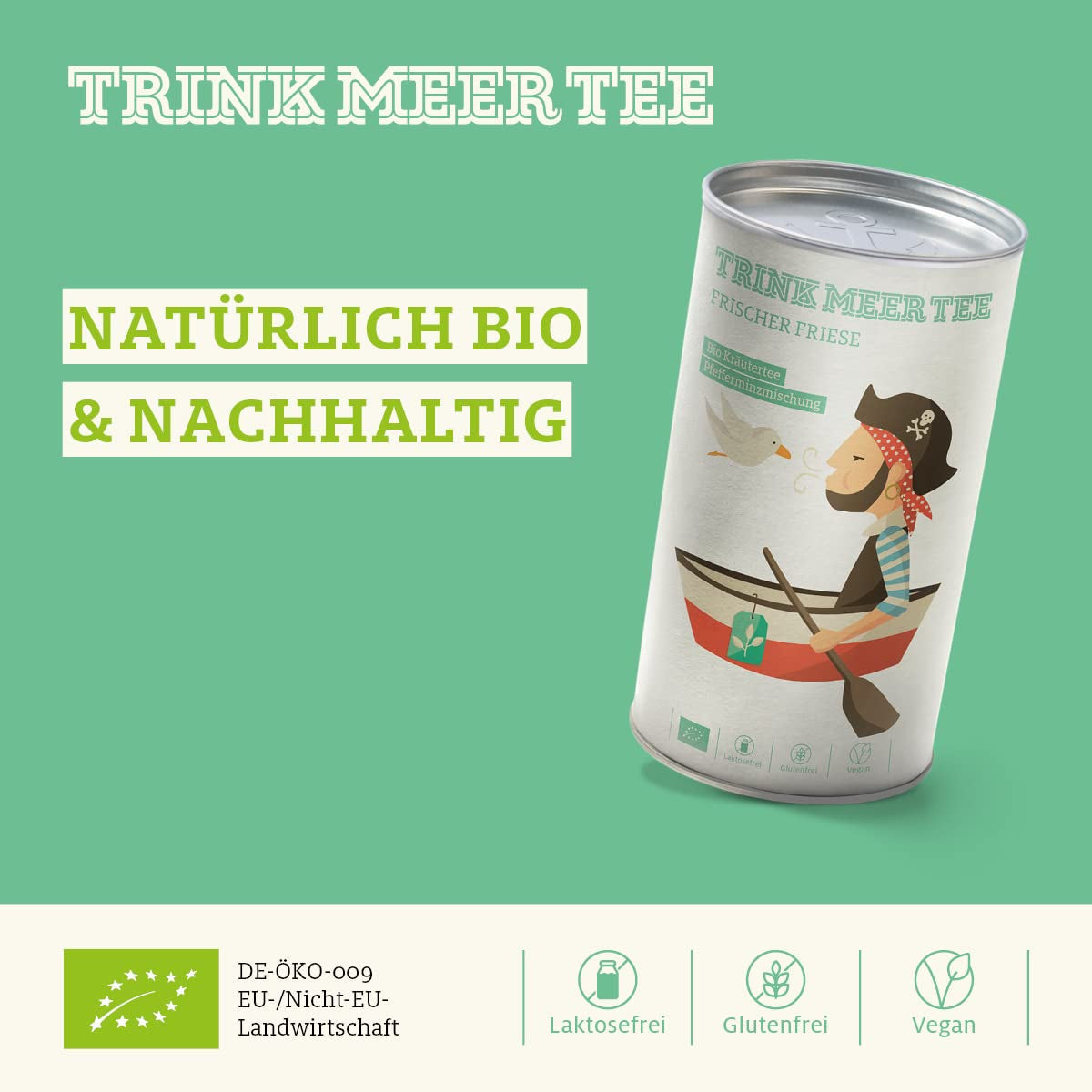 Bevi più tè FRISCHER FRIESE - Tisana biologica | Miscela di menta | Tè alla menta biologico | Tè sfuso in scatola da tè | Regalo I 50 G