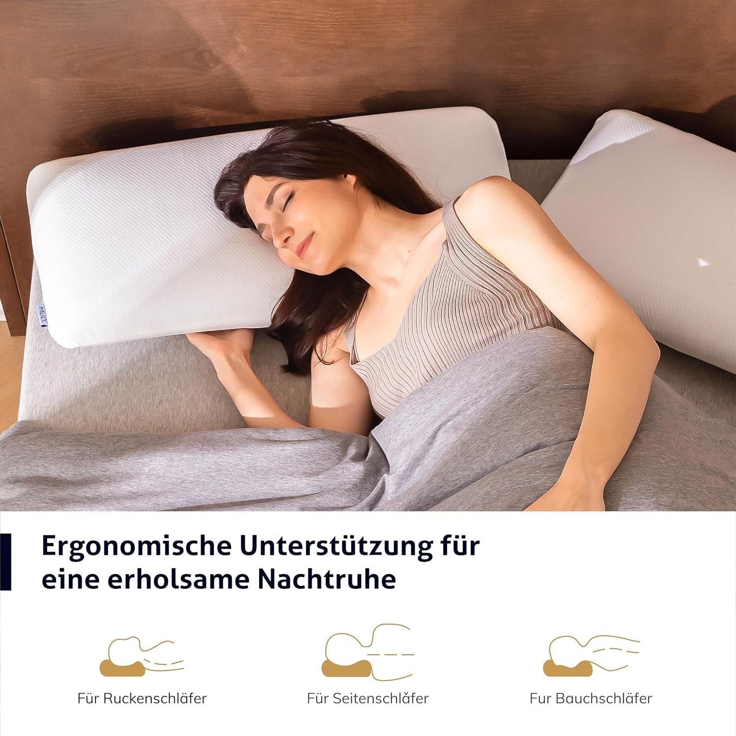 EGO HOME Cuscino Memory Foam Morbido Cuscino ergonomico per chi dorme sulla schiena Cuscino per il supporto del collo per chi dorme sul fianco Con fodera traspirante e lavabile, Certificato Oeko-Tex, Cuscino per il collo 75X35Cm Perne standard Naty Shop