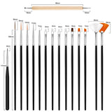 Hanyousheng Set di 20 pezzi di pinsel per nail art, 15 pezzi di pinsel per nail art, 5 pezzi di strumenti per punteggiare nail art per design di nail art fai da te