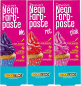 Decocino Set coloranti alimentari al neon - 3 pezzi - Rosso, rosa, viola - Colorante alimentare ad alto dosaggio - Per colorare torte, muffin, cupcake - Senza gusto