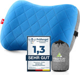 HIKENTURE Cuscino gonfiabile da campeggio/viaggio con fodera rimovibile, cuscino ergonomico, comodo cuscino per il collo da viaggio/all'aperto, cuscino da viaggio gonfiabile per il collo (verde)... Cuscini ortopedici cervicali Naty Shop Blu