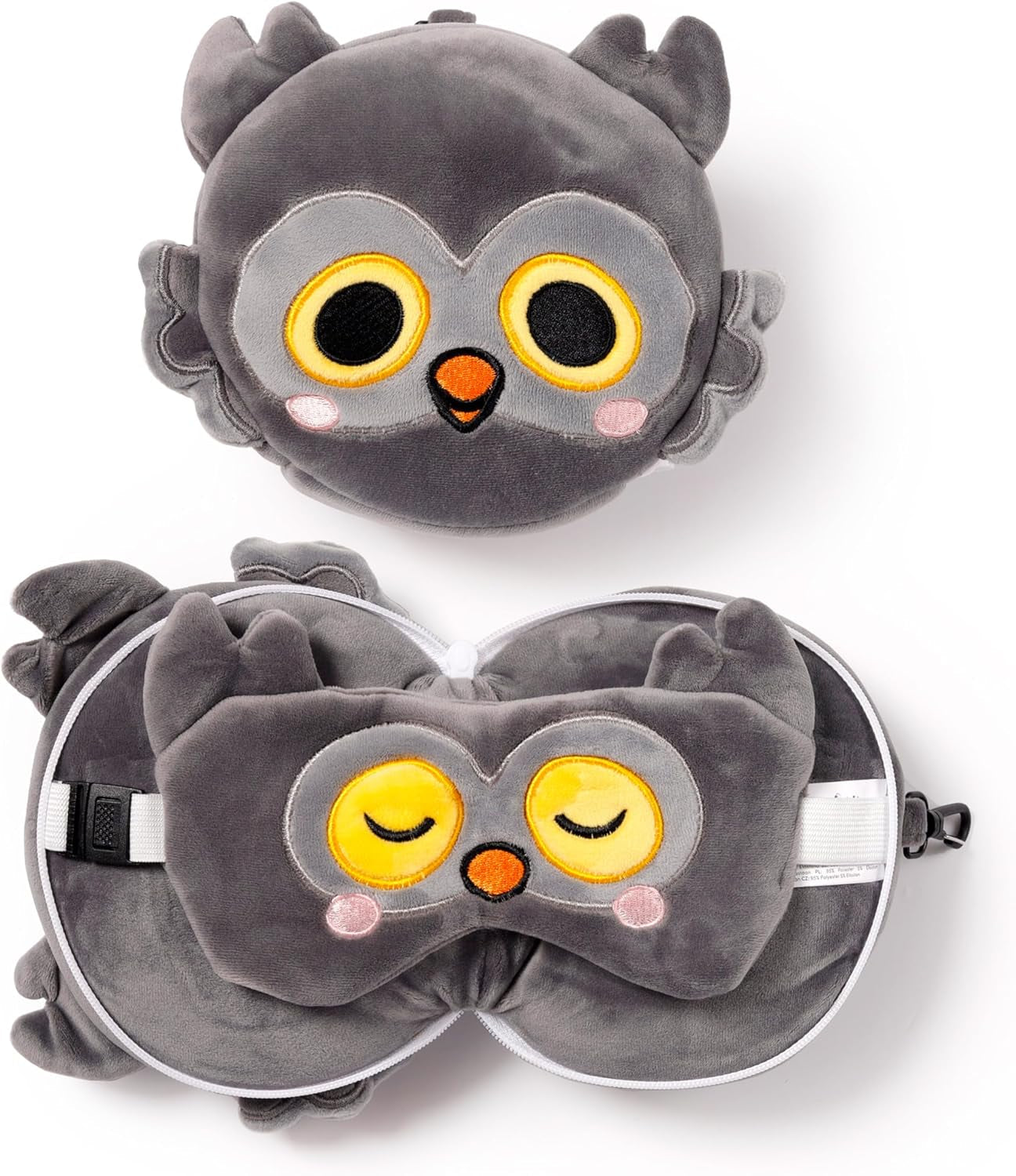 Cuscino da viaggio con maschera Relaxeazzz - Gufo Winston - Cuscini da viaggio con animali carini Titolo predefinito del negozio Naty