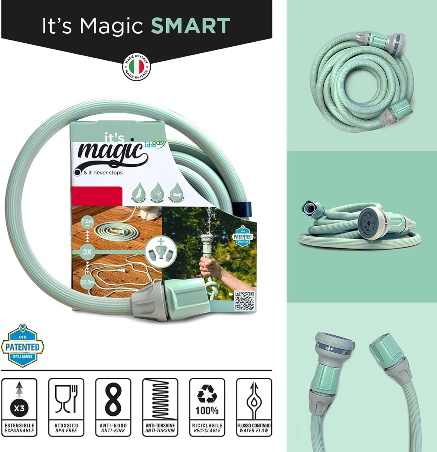 Magic Soft Smart 30 Metri - Tubo Irrigazione Giardino, Antinodo, Antitorsione, Tubo Acqua