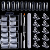 Set di forme per unghie da 120 pezzi, estensioni per unghie, forme per unghie in gel, set di forme per unghie con pennello a doppia testa e lima per unghie con clip, per unghie in gel