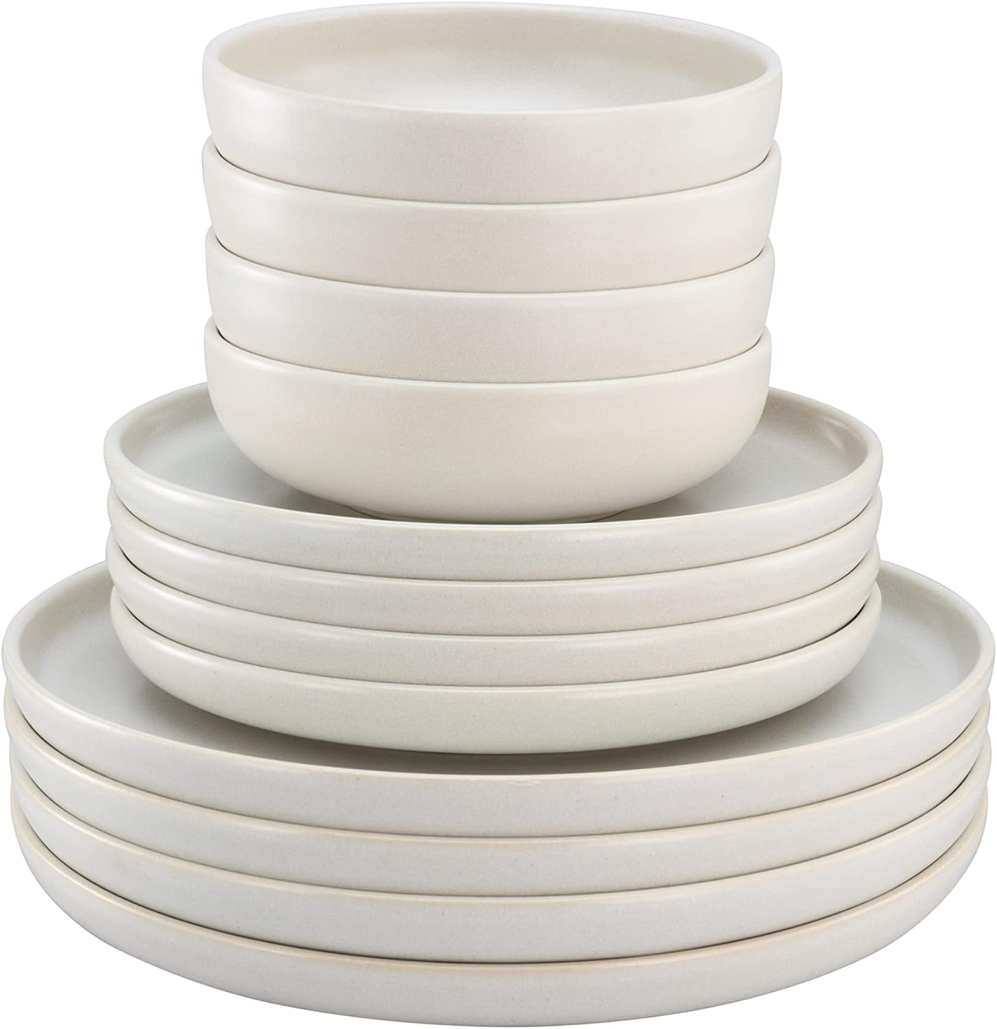 CreaTable, 33065, set di stoviglie da 12 pezzi serie Uno giallo-bianco, set di piatti in porcellana, lavabile in lavastoviglie e adatto al microonde, prodotto in Portogallo