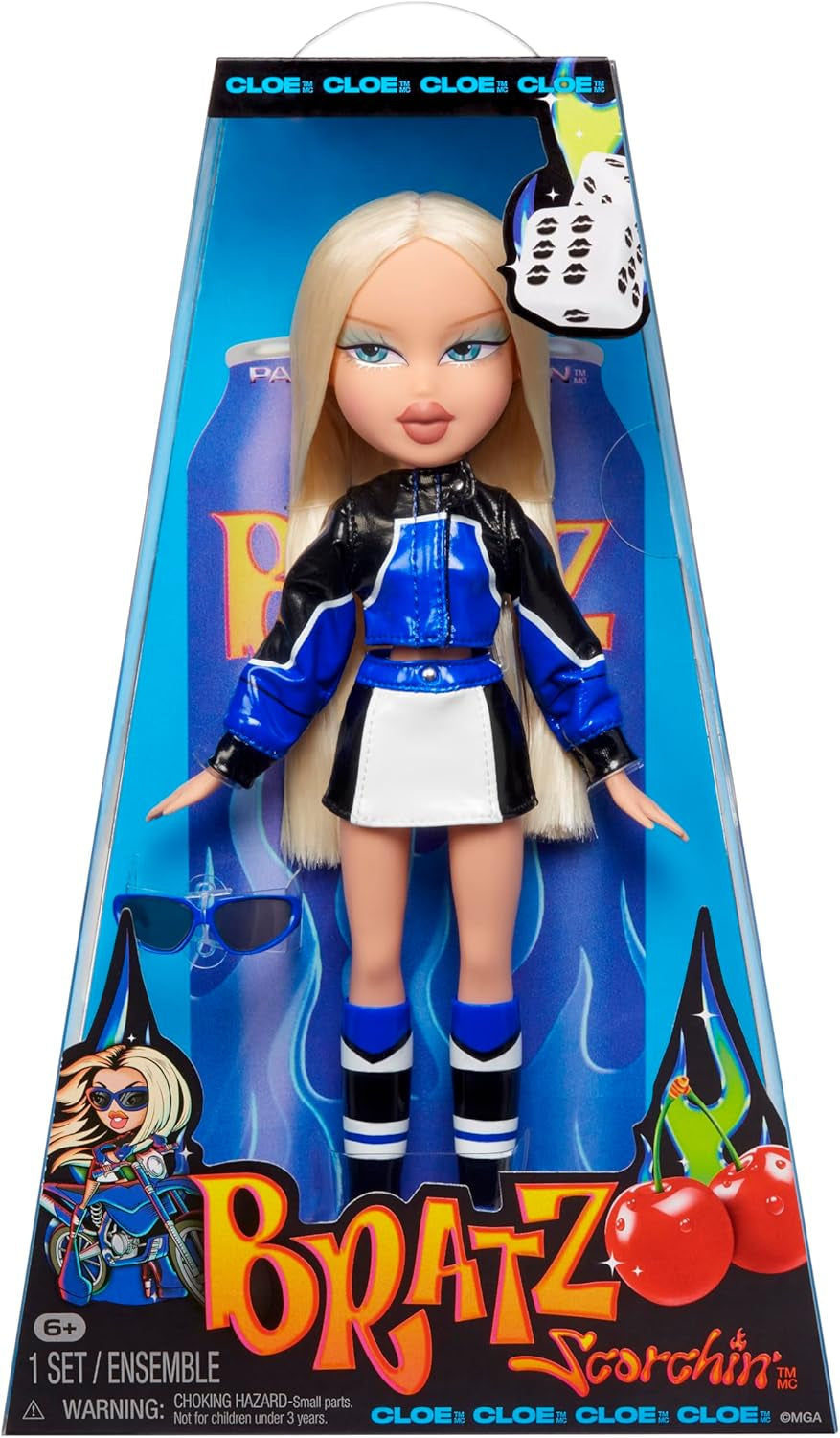 Bratz Scorchin' Cloe - Include 1 bambola alla moda con vestito e accessori, bambole ispirate agli sport motoristici, simpatico giocattolo per ragazze