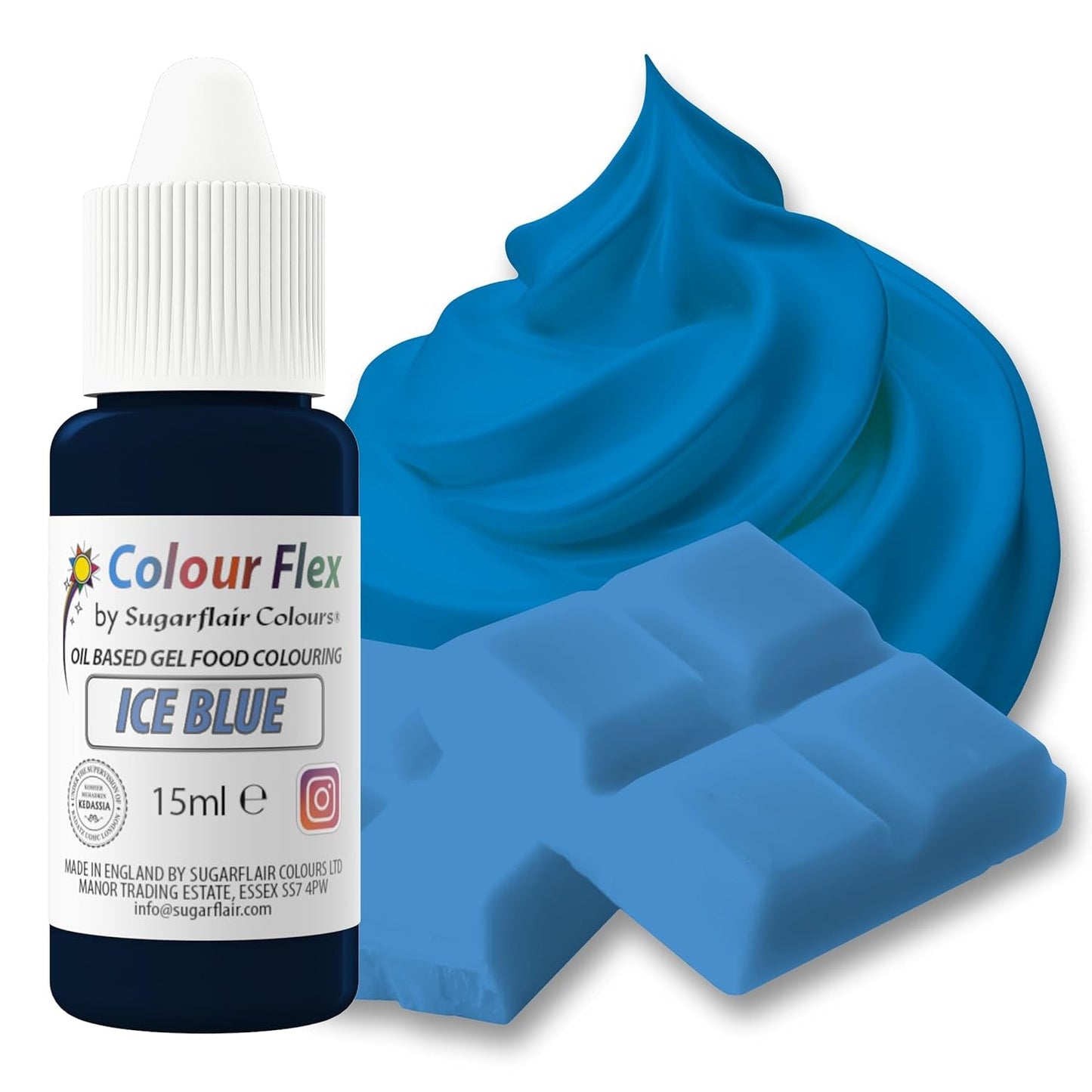 Sugarflair Colourflex Colorante alimentare a base di olio, Blu reale, Colorante alimentare liquido altamente concentrato, Colorante alimentare per crema al burro, cioccolato, pasta, fondente, glassa e altro - 15 ml