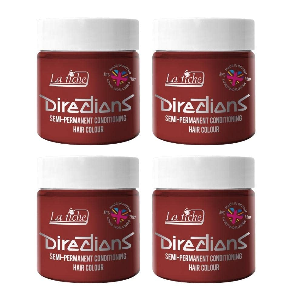 Colorazione semipermanente per capelli Directions scatola da 100 ml confezione da 4 (Pillarbox Red) Tintura per capelli Naty Shop Pillarbox Red 400 Ml (1 confezione)