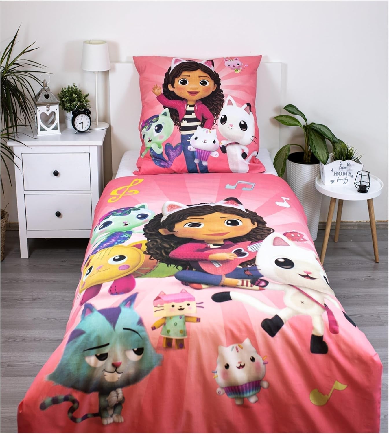 Biancheria da letto per bambini, film e cartoni animati, reversibile, biancheria da letto in cotone - bambini Naty Shop Gabby'S Dollhouse