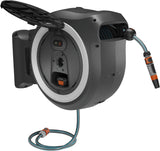 Gardena PowerRoll XXL Solo - Scatola portagomma a parete senza fili: avvolgitubo automatico con tubo da giardino da 40 m, guida tubo e RollControl, alimentato a batteria, resistente ai raggi UV e al gelo (18647-55)
