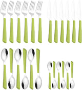 Posate JANE, acciaio inossidabile lucido 18/0, manici in plastica verde, 24 pezzi Kitchen Naty Shop