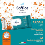 Feuchttücher für Neugeborene, 72 Stück, Pop-Up Argan – Zubehör und Produkte für Die Hygiene Des Babys, Ideal Für Diadelwechsel und Kindergarten – Baby Wipes Sanft und Reinigend – 12 Packungen Naty Shop
