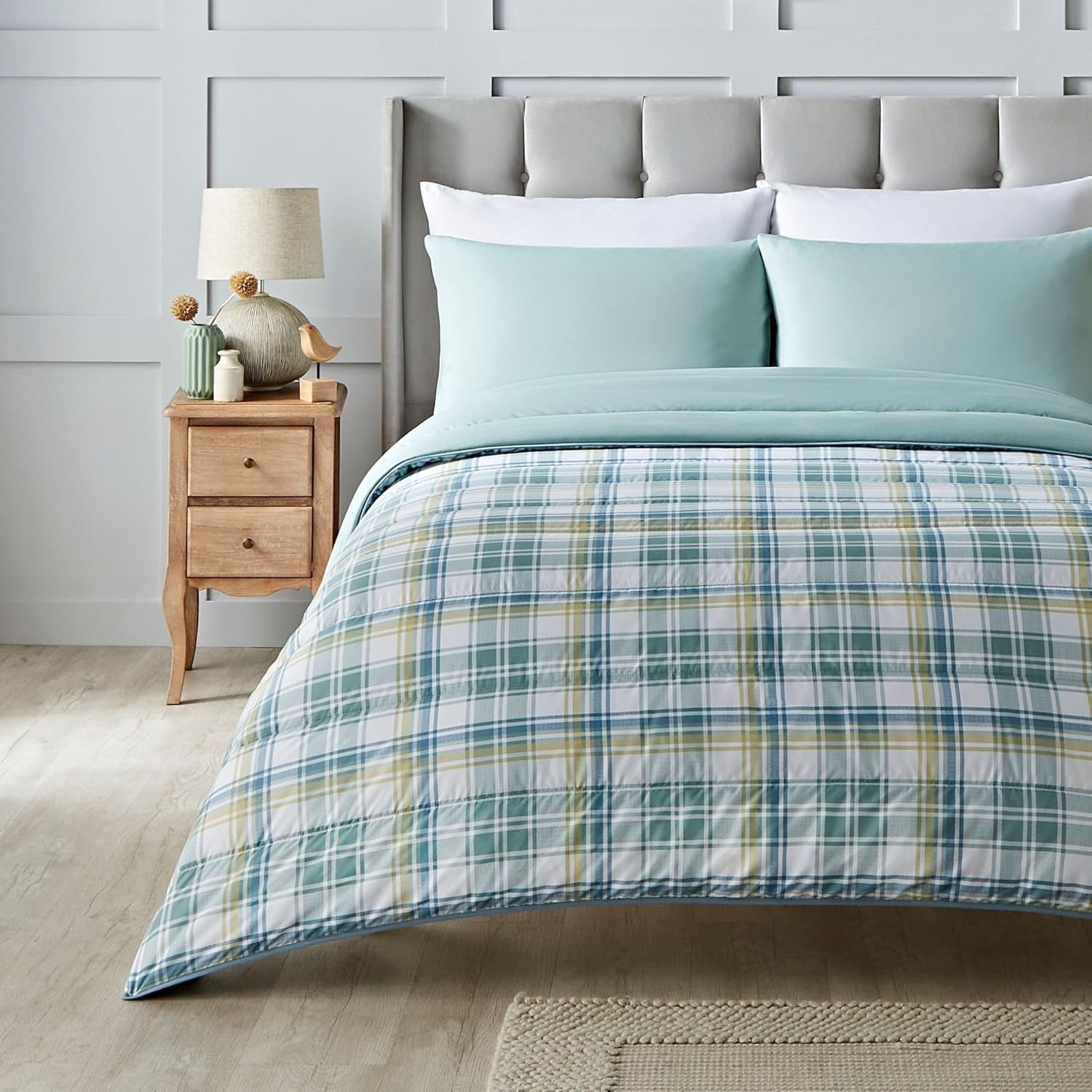 Piumino senza copripiumino Night Lark Super King 6 Tog Primavera Estate - Onde astratte. Coperta super morbida, comoda e leggera. Lavabile in lavatrice e ad asciugatura rapida, set di federe reversibili tutto in uno Naty Shop Quilts & Comforters Country Check Super King