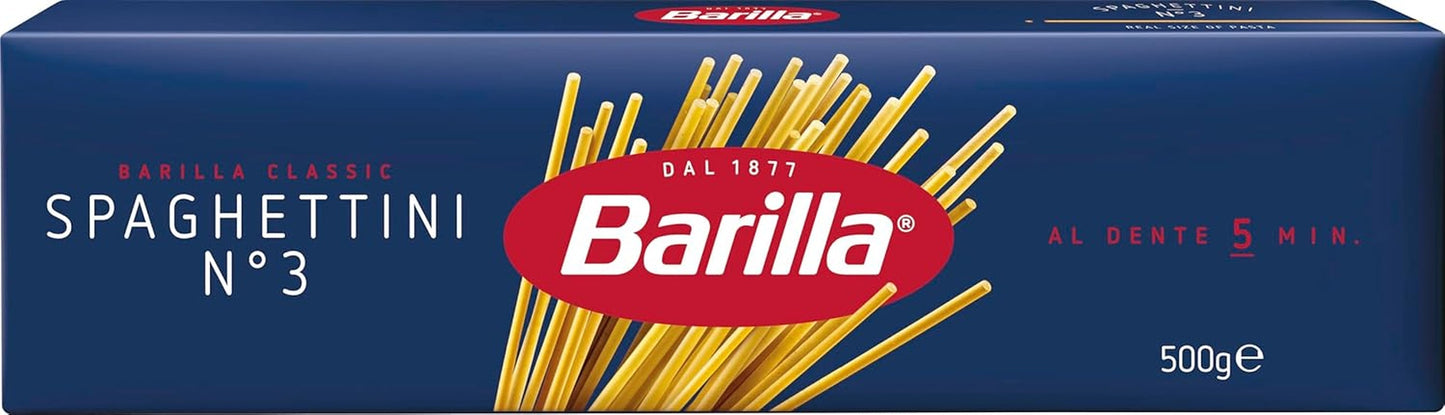 Pasta Barilla Classica Spaghettini n. 3 semole di grano duro di alta qualità, sempre al dente (1 x 500 g)