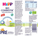 HiPP PRE Formula combinata biologica pronta da bere (6 x 200 ml) Latte per neonati solo dalla nascita Contiene lattosio come carboidrati Miglior biologico