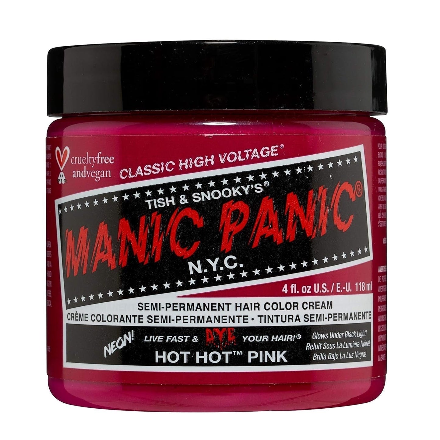 Manic Panic Hot Hot Pink Crema Classica Tintura Per Capelli Semi Permanente Vegan Cruelty Free 118 Ml Naty Shop Tintura Per Capelli Hot Hot Pink 118 Ml (1 Confezione)