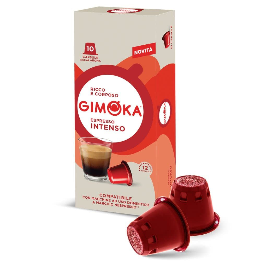 Gimoka Kaffeekapseln Espresso Intenso, Intensität 12/13-100 Kapsel - Compatibile con Nespresso* Haushalts-Espressomaschinen - 100 Stück (10 x 10 Getränke) - Hergestellt in Italien