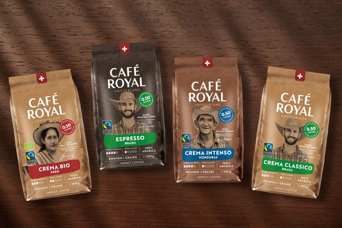 Café Royal Bio Espresso Perù – 100% Arabica Kaffeebohnen, aroma intenso, dunkle Röstung, Stärke 4/5, Bio & Fairtrade, 500 g ganze Bohnen